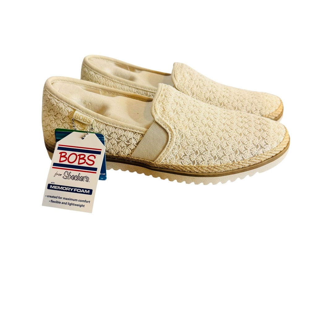 BOBS Skechers Flexpadrille Too Ritz Crochet Lace Espadrille Loafers Natural 8.5